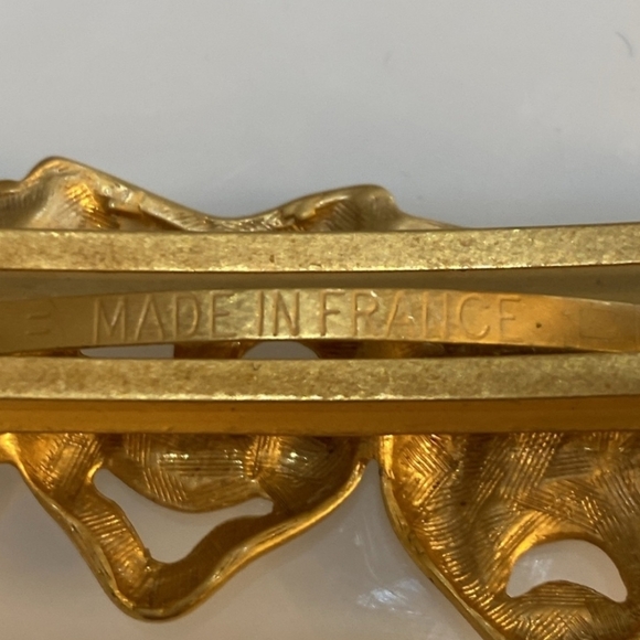Rare Vintage Made in France Gold Tone Comedy Tragedy Theater Mask Barrette Clip - Picture 3 of 3